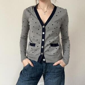 j.crew star embroidered gray cardigan with pockets